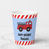 Red Fire Truck Birthday Paper Cups 紙コップ (裏面)