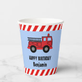 Red Fire Truck Birthday Paper Cups 紙コップ (正面)