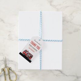 Red Fire Truck Party Décor | Custom Kids Birthday ギフトタグ