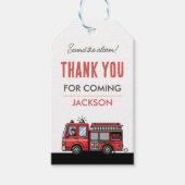Red Fire Truck Party Décor | Custom Kids Birthday ギフトタグ (正面)