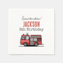 Red Fire Truck Party Décor | Custom Kids Birthday スタンダードカクテルナプキン