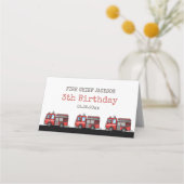 Red Fire Truck Party Décor | Custom Kids Birthday プレイスカード (裏面)