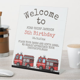 Red Fire Truck Party Décor | Custom Kids Birthday 台座サイン
