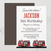 Red Fire Truck Party Décor | Custom Kids Birthday 招待状 (正面/裏面)