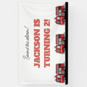 Red Fire Truck Party Décor | Custom Kids Birthday 横断幕 (縦)