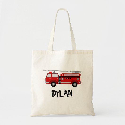 Red Fire Truck Personalised Tote Bag トートバッグ (正面)