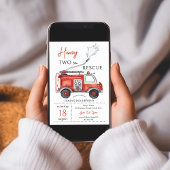 Red Fire Truck Two The Rescue 2nd Birthday 招待状