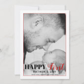 Red First Father's Dayタイポグラフィ写真カード (正面)