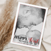 Red First Father's Dayタイポグラフィ写真カード
