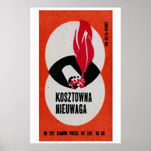 Red Flame and Matchstick Matchbox Art Print ポスター (正面)