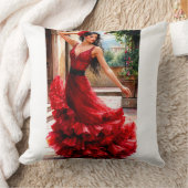 Red Flamenco Elegance - Spanish Beauty Art クッション (ブランケット)