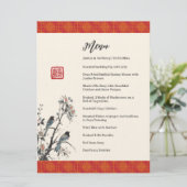 Red floral birds modern Chinese wedding banquet メニュー (スタンド正面)