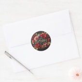 Red floral birthday sticker  ラウンドシール (封筒)