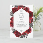 Red Floral & Black Wedding  招待状 (スタンド正面)