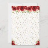 Red Floral Brunette Hair Princess Birthday Party 招待状 (裏面)