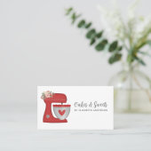 Red Floral Cake Mixer Bakery Business Card 名刺 (スタンド正面)