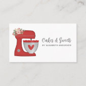 Red Floral Cake Mixer Bakery Business Card 名刺 (正面)