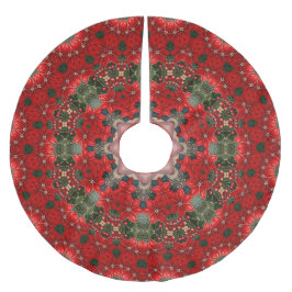 Red Floral Christmas Tree Skirt ブラッシュドポリエステルツリースカート
