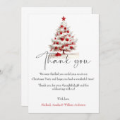 Red Floral Christmas Wreath – Elegant Holiday サンキューカード (正面/裏面)