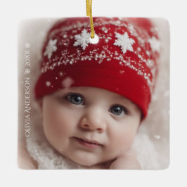 Red Floral Christmas Wreath – Elegant Holiday セラミックオーナメント