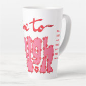 Red Floral Chunky Text Slogan With Name カフェラテマグ (右アングル)