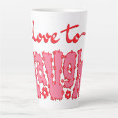 Red Floral Chunky Text Slogan With Name カフェラテマグ (正面)