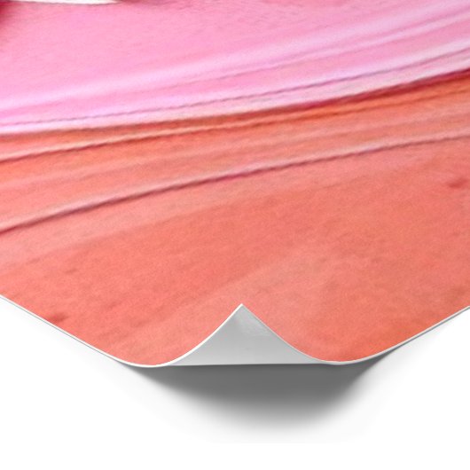 Red Floral Coast Quilling Art with Sunrise Waves & ポスター (角)