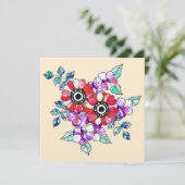 Red floral decoration サンキューカード (スタンド正面)