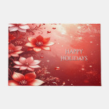 Red Floral Festive Doormat