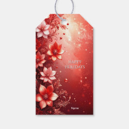 Red Floral Festive Gift Tag ギフトタグ