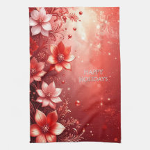 Red Floral Festive Kitchen