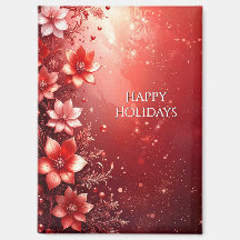Red Floral Festive Magnet