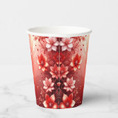 Red Floral Festive Paper Cups 紙コップ (右)