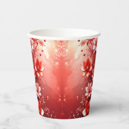 Red Floral Festive Paper Cups 紙コップ