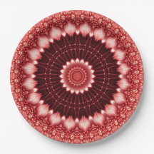 Red Floral Festive Paper Plate