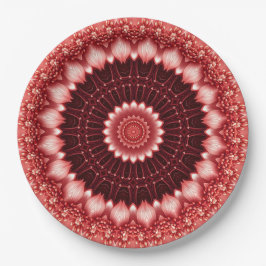 Red Floral Festive Paper Plate ペーパープレート