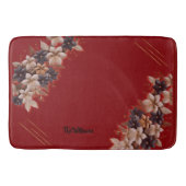 Red Floral Geometric Bath Mat バスマット (正面)