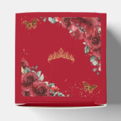 Red Floral Gold Butterflies Quinceanera 15 XV Mini フェイバーボックス (上部)