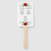 Red Floral Greenery Foliage Wedding Program Fans ハンドファン (裏面)
