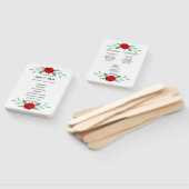 Red Floral Greenery Foliage Wedding Program Fans ハンドファン (組立なし)