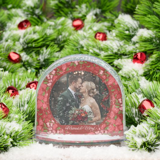 Red Floral Holiday Personalized Photo  (クリスマス)