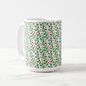 Red Floral Leaf Pattern, Dark Botanical Seamless  コーヒーマグカップ (正面左)