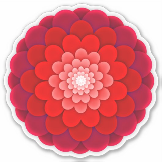 Red Floral Mandala-58566 シール (正面)