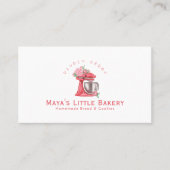 Red Floral Mixer Watercolor Bakery Business Card 名刺 (正面)