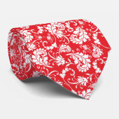 Red Floral Pattern Custom Necktie ネクタイ (ロール)