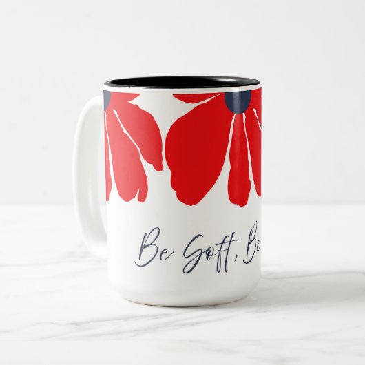 Red Floral Pattern Mug ツートーンマグカップ (正面左)