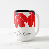 Red Floral Pattern Mug ツートーンマグカップ (正面右)