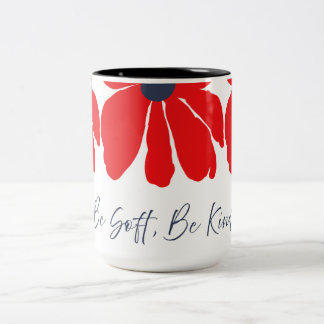Red Floral Pattern Mug ツートーンマグカップ