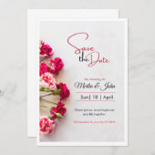 Red Floral Photo Wedding Save the Date Poster セーブザデート (正面/裏面)