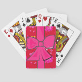 Red floral pink bow gift wrap theme playing cards トランプ (裏面)